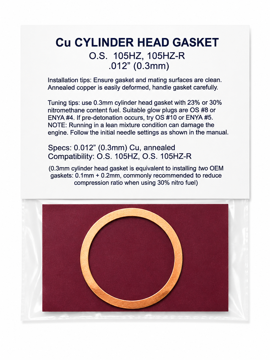 Absolute CNC Products – Copper Cylinder Head Gasket (O.S Engines)